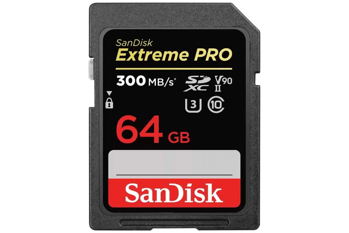 Карта памяти SanDisk SDXC Extreme Pro UHS-II V90 (300/260MB/s) 64GB купить  по низким ценам - отзывы, фото, видеообзоры