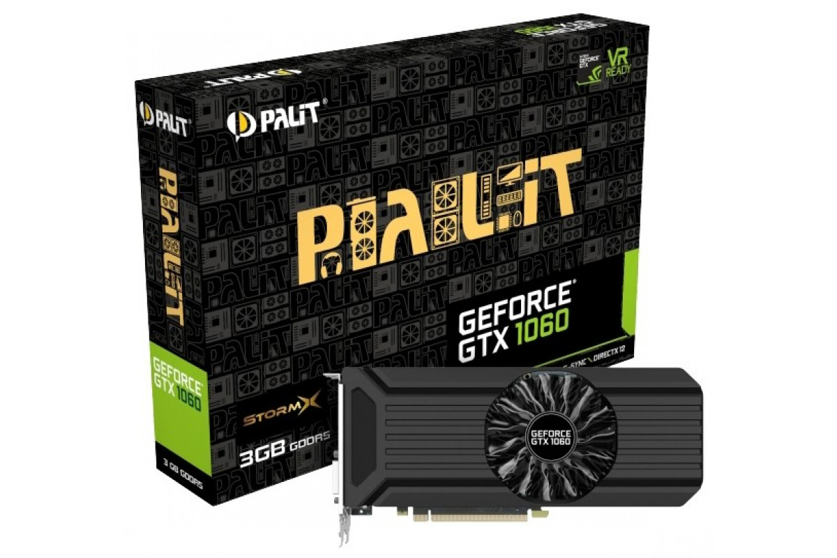 Видеокарта Palit PCI-E PA-GTX1060 STORMX 3G NVidia GeForce GTX 1060 3072Mb  192bit GDDR5 1506, 8000 DVIx1, HDMIx1, DPx3, HDCP Ret по низким ценам в  интернет-магазине Фотосклад.ру